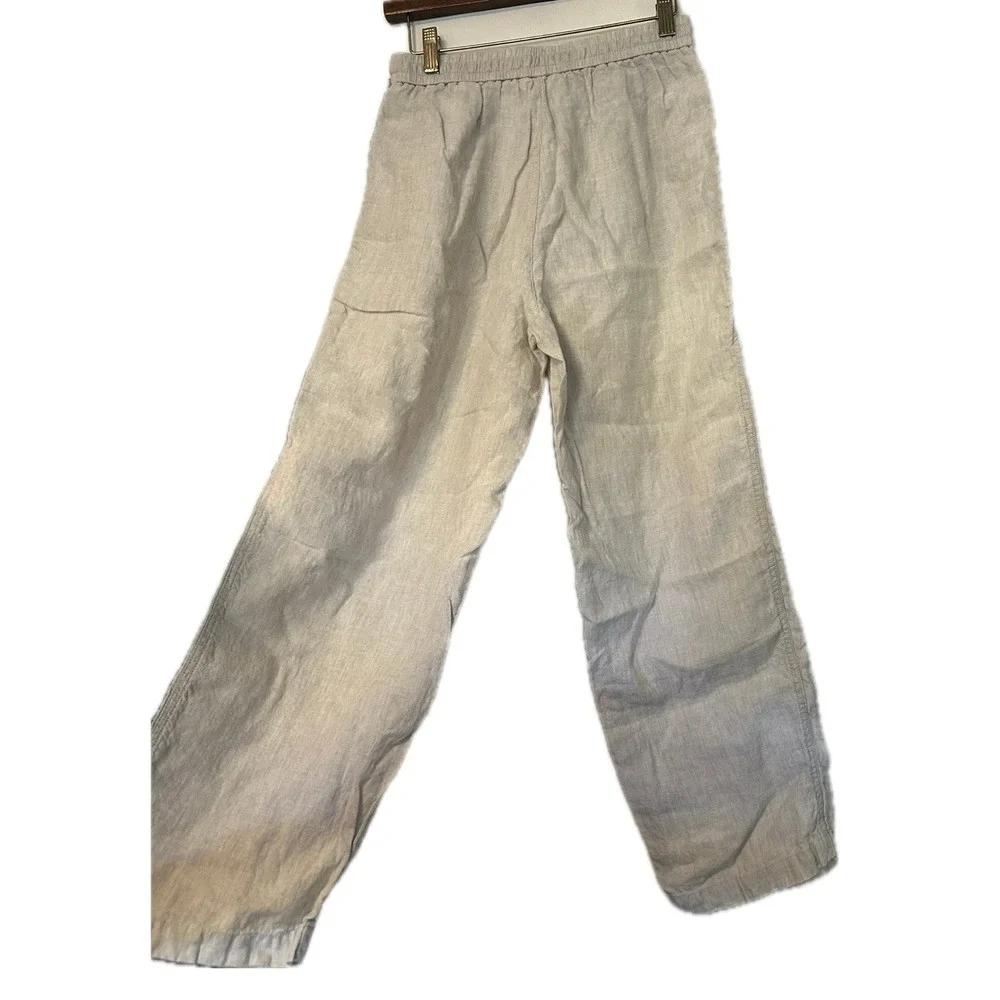 Banana Republic Beige Linen Straight Leg Drawstring Pants. Women's Size Small.